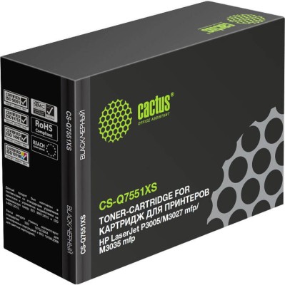 Cactus Q7551X (CS-Q7551XS) Картридж для HP LJ P3005/ M3035/ P3050D/ N/ DN/ X, черный 13к