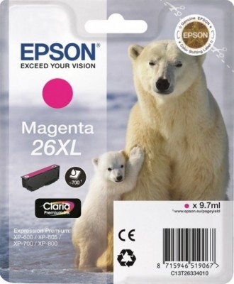 C13T26334010 Картридж Epson для XP-600, XP-605, XP-700, XP-800, Пурпурный. 26XL MA (cons ink)