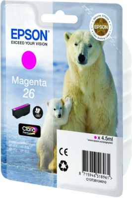 C13T26134010 Картридж Epson 26 MA для Expression Premium XP-600, 605, 700, 800 (пурпурный) (cons ink)