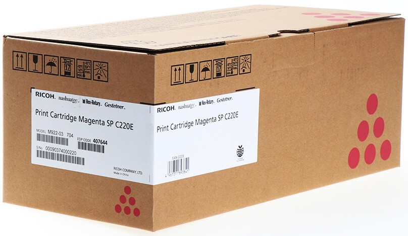 Картридж Ricoh SP C220E (407644/406054) оригинальный для Ricoh Aficio SP C220S/ C221SF/ C222SF/ C220N/ C221N/ C222DN, пурпурный, 2300 стр.