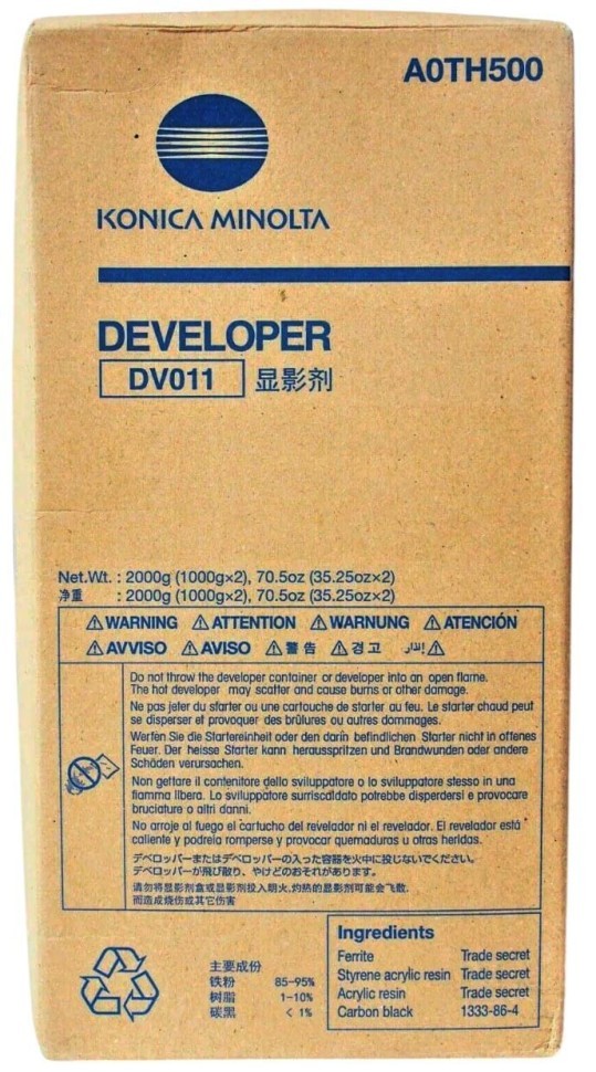 Девелопер Konica-Minolta DV011/ DV-011/ A0TH500 Black оригинальный для Konica-Minolta bizhub Press 1052/ 1250/ 2250, bizhub PRO 951/ 1051/ 1200, чёрный, 1000000 стр.
