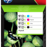 Комплект картриджей HP №912XL (3YP34AE) CMYK оригинальный для HP OfficeJet Pro 8012/ 8013/ 8014/ 8022/ 8023, голубой/ пурпурный/ жёлтый/ чёрный, увеличенный