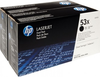 Q7553XD (53X) оригинальный картридж HP для принтера HP LaserJet P2011/ P2012/ P2013/ P2014/ P2015/ M2727 black, двойная упаковка 2*7000 страниц