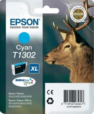 Картридж Epson C13T13024010 T1302 29,5ml голубой 855 копий в технологической упаковке