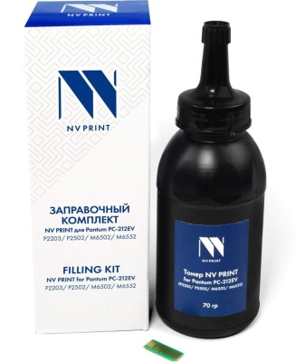 Заправочный комплект NV Print NV-ZKPC-212EV для картриджа Pantum PC-212EV (P2203, P2502, M6502, M6552), 70гр, (тонер + безлимитный чип)