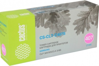 Картридж Cactus CLT-C407S (CS-CLT-C407S) для принтеров Samsung CLP320/ 320n/ 325/ CLX3185/ 3185n/ 3185fn голубой 1000 страниц