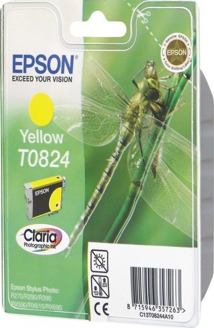 C13T11244A10 Картридж Epson T0824 (yellow) для R270/R290/R390/RX590/RX610/RX690 (cons ink)
