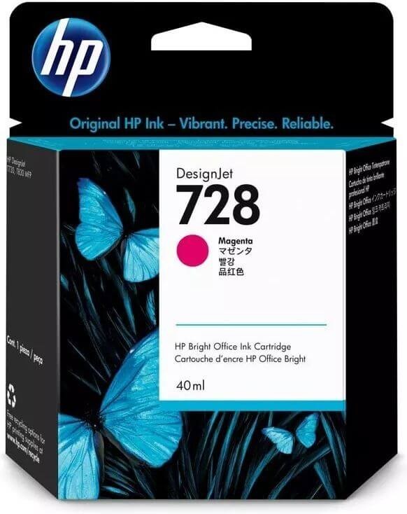 Картридж HP №728 (F9J62A) оригинальный для HP DesignJet T730/ T830, пурпурный, 40 мл.