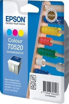 Картридж Epson C13T05204010 (T0520) в технологической упаковке, для Stylus Color 4хх/6хх/740/760/860/1160, цветной, 35ml, 300 копий 