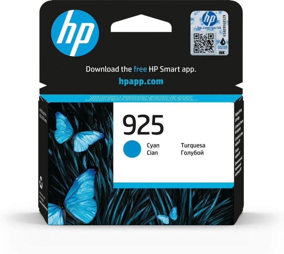 Картридж HP №925 (4K0V6PE) Cyan оригинальный для HP OfficeJet Pro 8123/ 8123/ 8128/ 8134 All-in-One Printer, голубой, 400 страниц