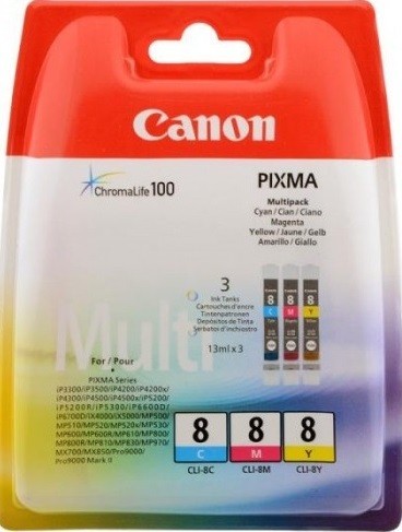 Картридж CANON 0621B015 CLI-8C/M/Y+бумага GP-501 (PIXMA MP500/iP4200) комплект