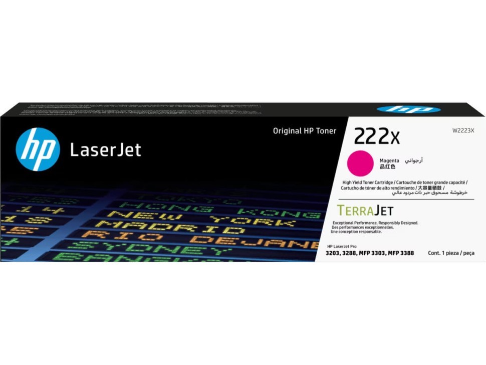 Картридж HP W2223X (222X) Magenta оригинальный для HP LaserJet Pro 3203/ MFP 3303, пурпурный, увеличенный, 2500 страниц