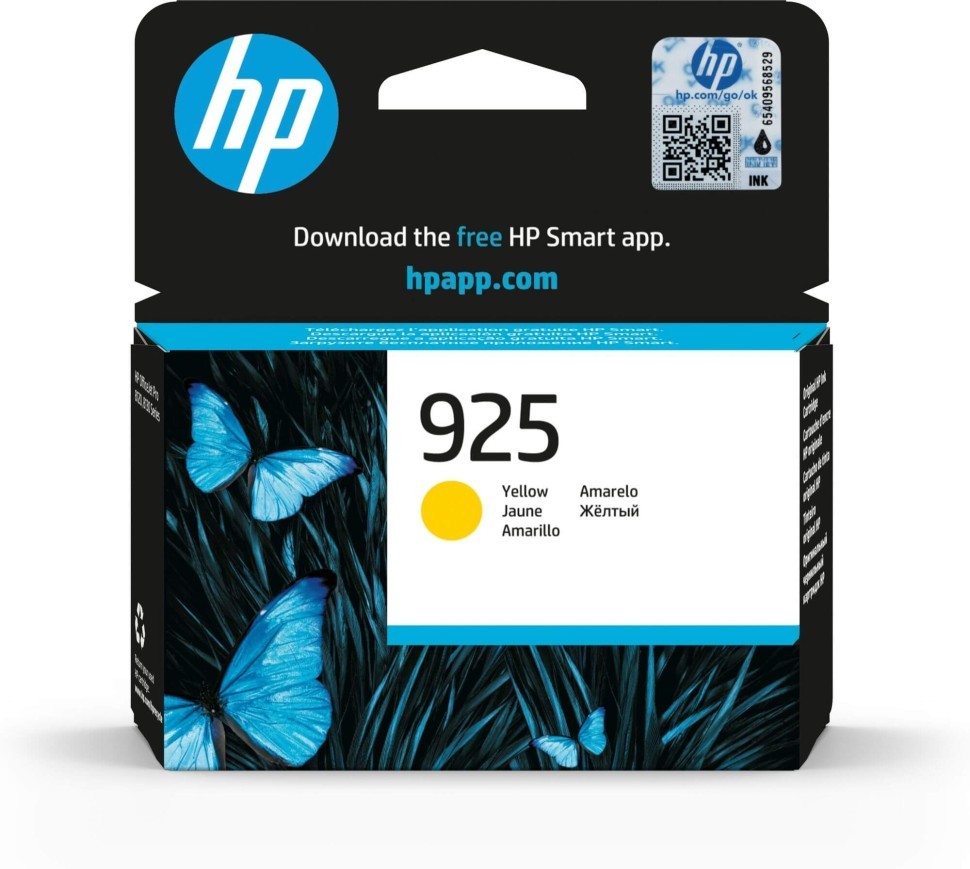 Картридж HP №925 (4K0V8PE) Yellow оригинальный для HP OfficeJet Pro 8123/ 8123/ 8128/ 8134 All-in-One Printer, жёлтый, 400 страниц