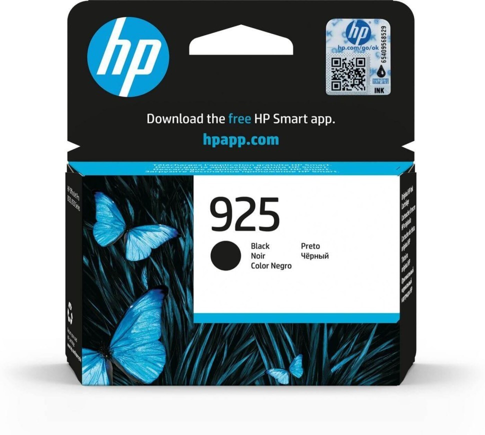 Картридж HP №925 (4K0V9PE) Black оригинальный для HP OfficeJet Pro 8123/ 8123/ 8128/ 8134 All-in-One Printer, чёрный, 500 страниц
