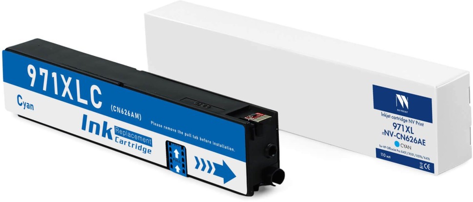 Картридж NV Print №971XL (NV-CN626AE) Cyan для HP OfficeJet Pro X451/ X476/ X551/ X576, голубой, увеличенный, 110 мл