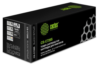 3500B010 Cactus Cartridge 728S Картридж (CS-C728S) для принтеров Canon LaserBase MF4410/4430/4450/4550/4570/4580 черный (2 100 стр.)