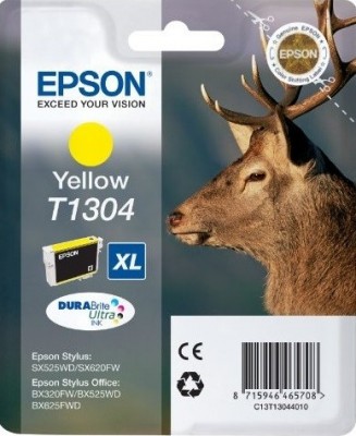 C13T13044010 Картридж Epson T1304 для Stylus SX525WD/ SX620FW, Stylus Office BX320FW/BX525WD/ BX625FWD, желтый, XL (cons ink)