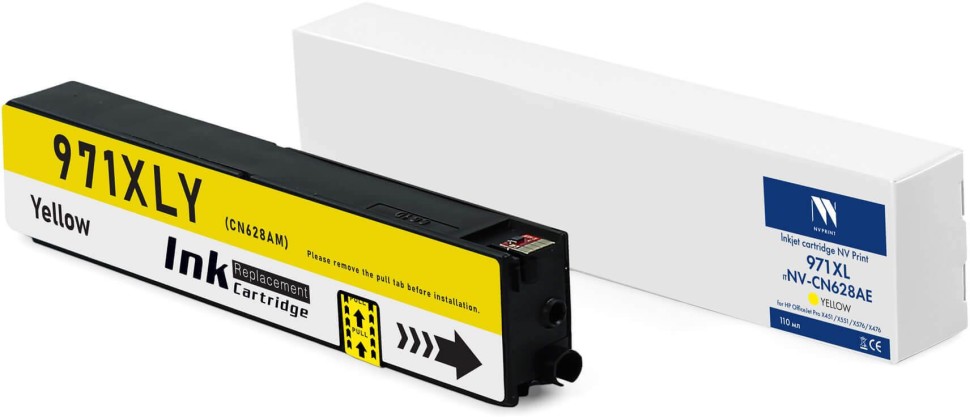 Картридж NV Print №971XL (NV-CN628AE) Yellow для HP OfficeJet Pro X451/ X476/ X551/ X576, жёлтый, увеличенный, 110 мл