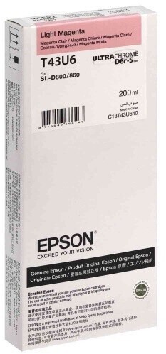 Картридж Epson C13T43U640 (T43U6) Light Magenta оригинальный для Epson SureLab SL-D800, светло-пурпурный, 200мл