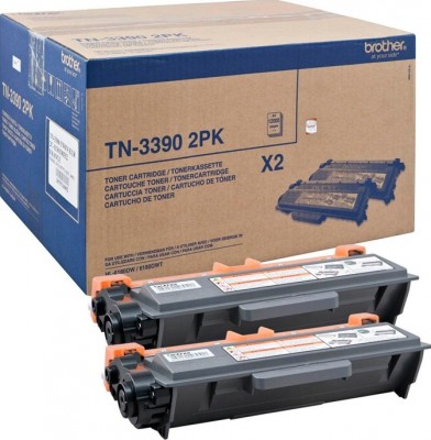 Тонер-картридж Brother TN-3390TWIN для принтеров Brother HL-6180DW, DCP-8250DN, MFC-8950DW черный Двойная упаковка 2*12000 копий оригинальный