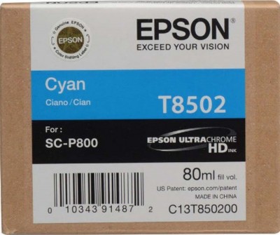 EPSON C13T850200 Картридж Epson T8502 для SC-P800 голубой, 80 мл. (cons ink)