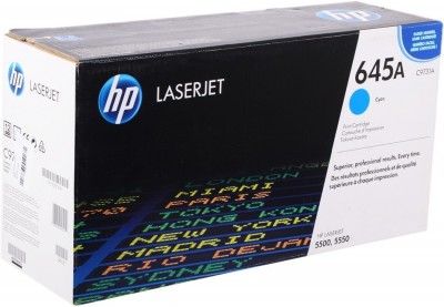 C9731A (645A) оригинальный картридж HP для принтера HP Color LaserJet 5500/ 5500n/ 5500dn/ 5500dtn/ 5500hdn/ 5550n/ 5550dn/ 5550dtn/ 5550hdn/ 5550dsn cyan, 12000 страниц, (дефект коробки)