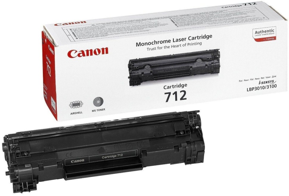 Картридж Canon 712 1870B002 оригинальный для Canon i-SENSYS LBP3010/ LBP3020/ LBP3100, чёрный, 1500 страниц