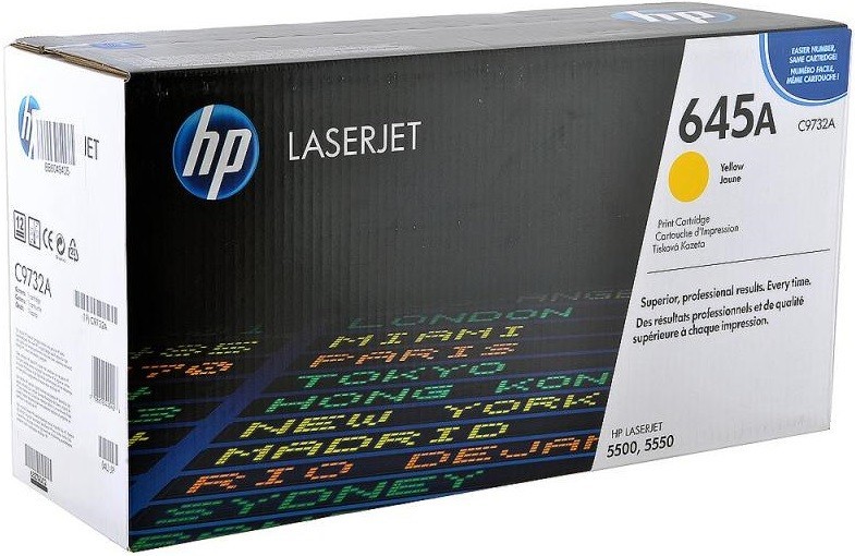 C9732A (645A) оригинальный картридж HP для принтера HP Color LaserJet 5500/ 5500n/ 5500dn/ 5500dtn/ 5500hdn/ 5550n/ 5550dn/ 5550dtn/ 5550hdn/ 5550dsn yellow, 12000 страниц, (дефект коробки)