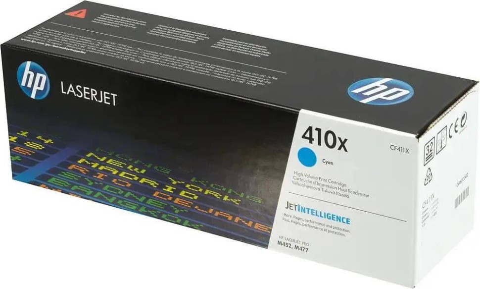 Картридж HP CF411X (410X) Cyan оригинальный для HP Color LaserJet Pro M377/ M477/ M452, голубой, увеличенный, 5000 страниц