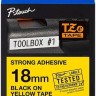Картридж Brother TZE-S641 (TZeS641) оригинальный для Brother P-Touch, сверхклейкая лента 18мм*8м, чёрный на жёлтом