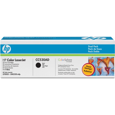 CC530AD (304A) оригинальный картридж HP для принтера HP Color LaserJet CP2025/ CM2320 CM2320/ CM2320fxi/ CM2320nf/ CP2025/ CP2025dn/ CP2025n black, двойная упаковка 2*3500 страниц