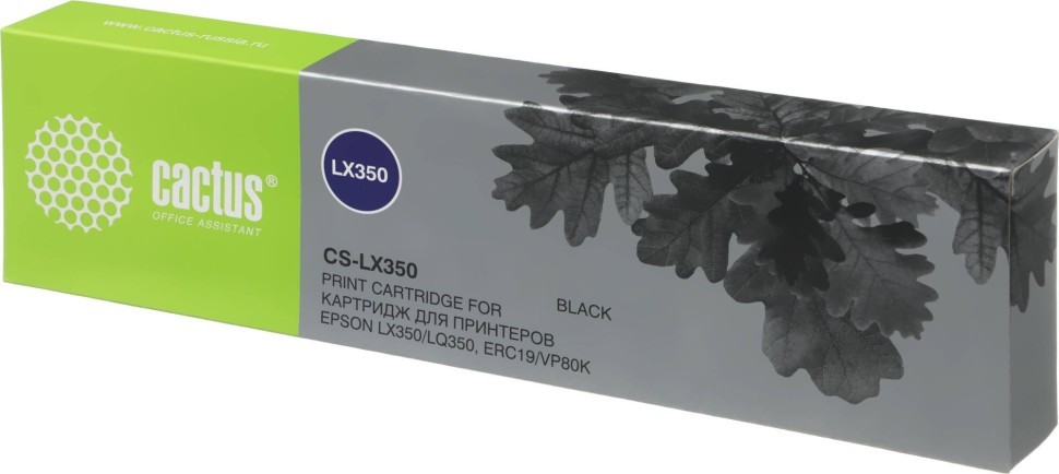 Картридж Cactus LX350 (CS-LX350) для Epson LX-350/ LQ-350/ ERC19/ VP80K, чёрный, 12,7мм х 10м, 3,5млн