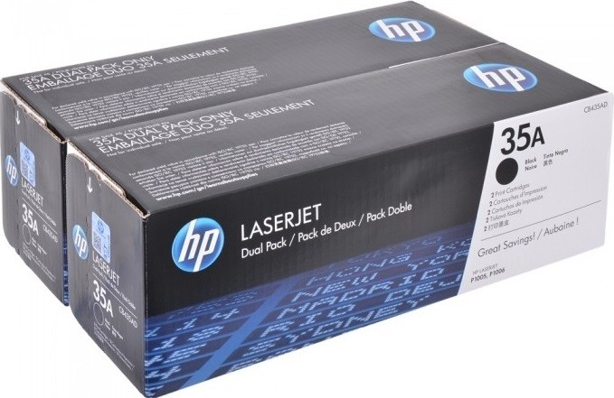 CB435AD/ CB435AF (35A) оригинальный картридж HP для принтера HP LaserJet P1002/ P1003/ P1004/ P1005/ P1006/ P1007/ P1008/ P1009 black, двойная упаковка 2*1500 страниц, (дефект коробки)
