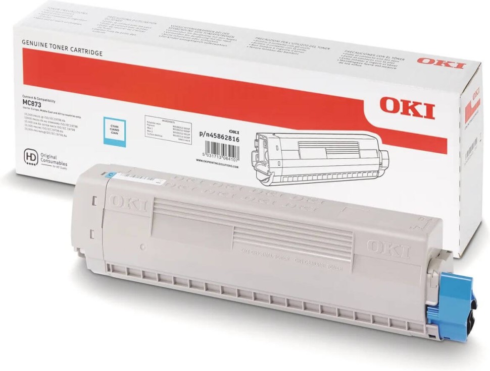 Картридж OKI (45862847/45862816) оригинальный для принтера OKI MC873/ MC883, голубой, 10000 стр.
