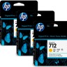 Картридж HP №712 (3ED79A) Yellow оригинальный для HP DesignJet T230/ T250/ T630/ T650, желтый, x3упак., 29 мл