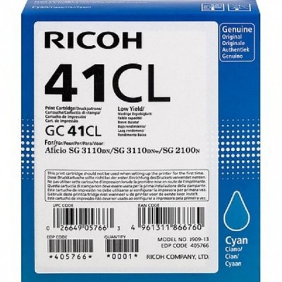 Картридж Ricoh GC 41CL (405766) оригинальный для Ricoh Aficio SG 3110DN/ DNw/ SFNw/ 3100SNw/ 7100DN, голубой, уменьшенный, 600 стр.