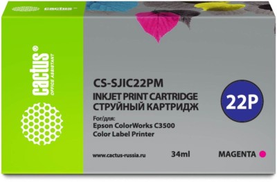 Картридж Cactus C33S020603 (CS-SJIC22PM) Magenta для Epson ColorWorks C3500, пурпурный, 34мл