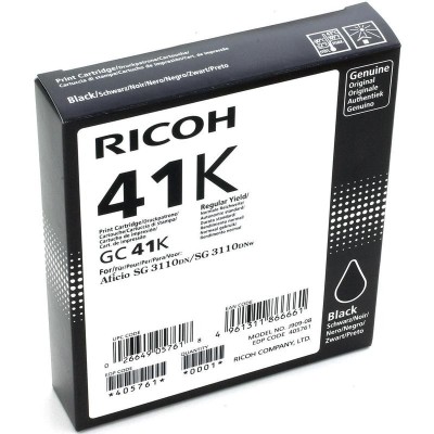 Картридж Ricoh GC 41K (405761) оригинальный для Ricoh Aficio SG 3110DN/ DNw/ SFNw/ 3100SNw/ 7100DN, чёрный, 2500 стр.