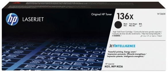 HP W1360X Оригинальный картридж лазерный 136X для HP LaserJet M211d 9YF82A/ M211dw 9YF83A/ M236d 9YF94A/ M236dw 9YF95A черный, 2600 страниц