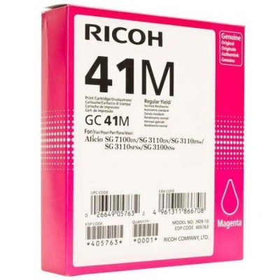 Картридж Ricoh GC 41M (405763) оригинальный для Ricoh Aficio SG 3110DN/ DNw/ SFNw/ 3100SNw/ 7100DN, пурпурный, 2200 стр.