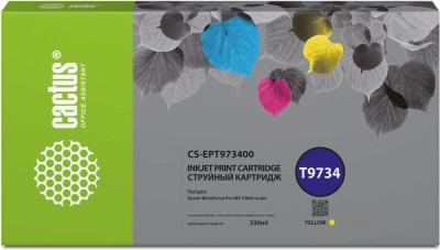 Картридж Cactus T9734 (CS-EPT973400) для Epson WorkForce WF-C869RD3TWFC/ WF-C869RDTWF, жёлтый, 330мл.
