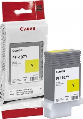 6708B001 Canon PFI-107Y Картридж для iPF680/685/770/780/785, Желтый, 130ml