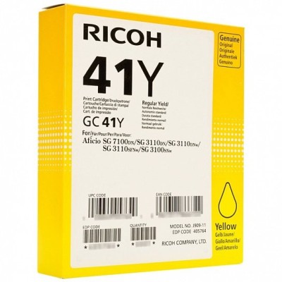 Картридж Ricoh GC 41Y (405764) оригинальный для Ricoh Aficio SG 3110DN/ DNw/ SFNw/ 3100SNw/ 7100DN, желтый, 2200 стр.