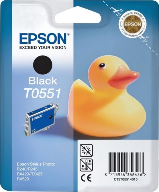 Картридж Epson C13T05514010 T0551 8ml черный 290 копий в технологической упаковке