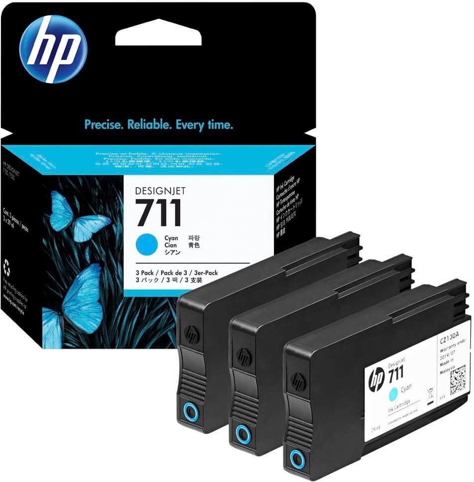 Картридж HP №711 (CZ134A) Cyan оригинальный для Designjet T120/T520, голубой, 29 мл, 3 шт. в упак.