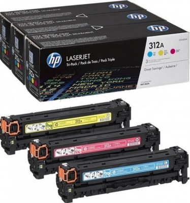 CF440AM (CF381A+CF382A+CF383A) (312A) набор картриджей HP оригинальный для принтера HP Color LaserJet Pro M476dn/ M476dw/ M476nw, CYM Tri-Pack LaserJet Toner Cartridge, 3*2700 страниц