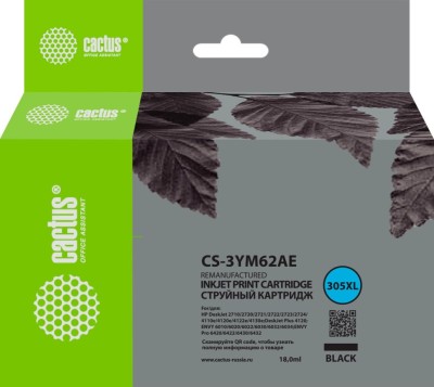 Картридж Cactus №305XL 3YM62AE (CS-3YM62AE) Black для HP DeskJet 2320/ 2710/ 2720/ 4120, чёрный, 18мл