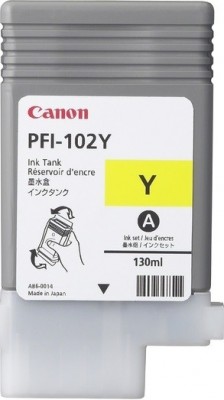 0898B001 Canon PFI-102Y Картридж для Canon imagePROGRAF iPF605, iPF610, iPF650, iPF655, iPF710, iPF750, iPF755, LP17, iPF510, Желтый, 130 мл.