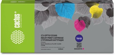 Картридж Cactus T01D3 (CS-EPT01D300) Magenta для Epson WorkForce Pro WF-C529RDW/ WF-C579RDWF, пурпурный, увеличенный, 220мл