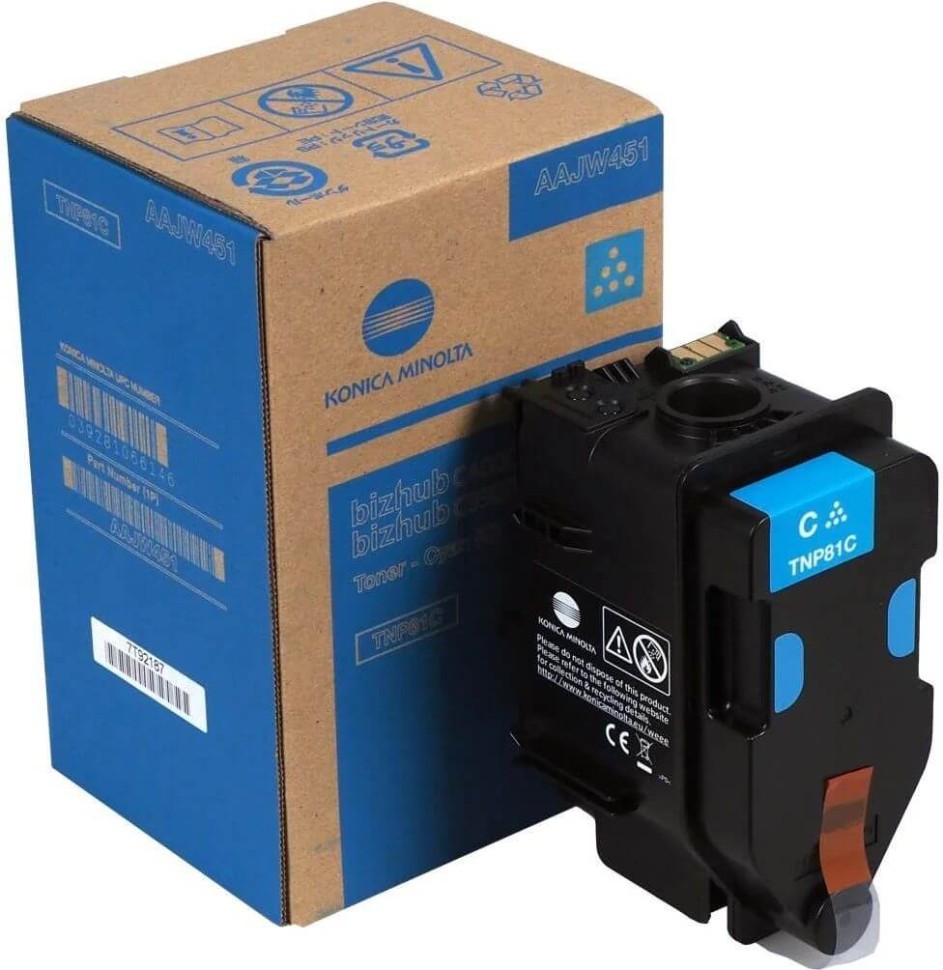 Картридж Konica-Minolta TNP-81C/ TNP81C/ AAJW451 Cyan оригинальный для Konica-Minolta bizhub C3300i/ C4000i, голубой, 9000 страниц